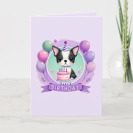 Boston Terrier Birthday Card - black BT Feiertagskarte