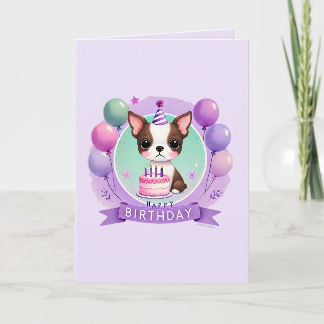 Boston Terrier Birthday Card Feiertagskarte (Vorderseite)