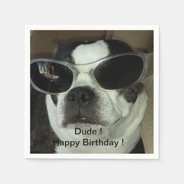 Boston Terrier Birthday Napkins Serviette (Vorderseite)
