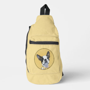 Boston Terrier Black and White Painting Dog Art Crossbody Bag