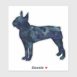 Boston Terrier Black Watercolor Silhouette Aufkleber