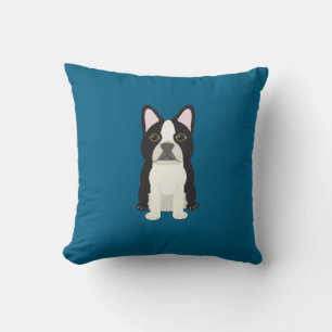 Boston Terrier blau Kissen