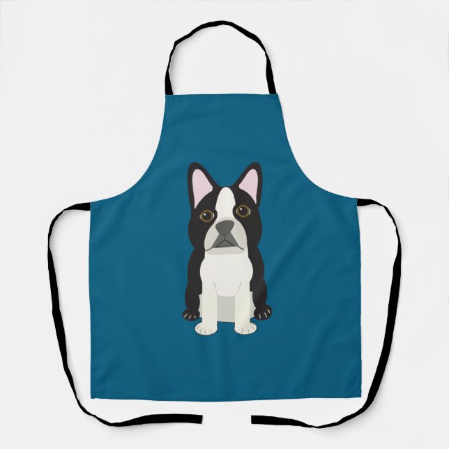 Boston Terrier blau Schürze (Vorderseite)