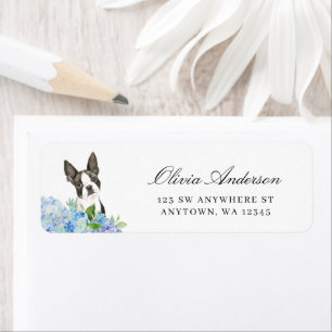 Boston Terrier Blue Hydrangea Rücksendeadresse
