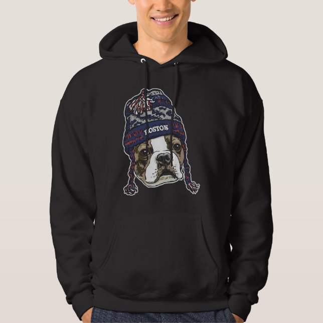 Boston Terrier Blue Sports Beanie Hoodie (Vorderseite)