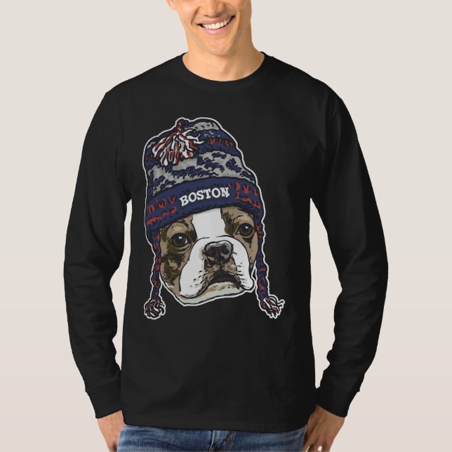 Boston Terrier Blue Sports Beanie T-Shirt (Vorderseite)