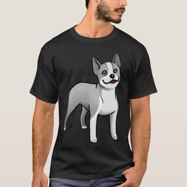 Boston Terrier Blue T-Shirt (Vorderseite)