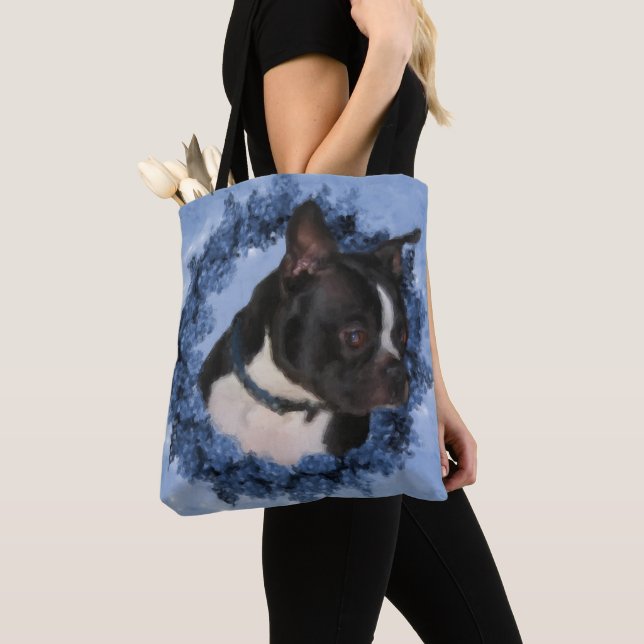 Boston Terrier Blume Dog Art Foto Malerei (Von Nahem)