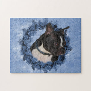 Boston Terrier Blume Dog Art Foto Malerei  Puzzle