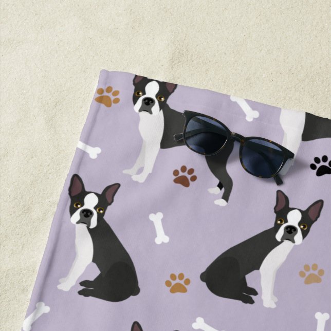 Boston Terrier Bones and Paws Beach Handtuch (Beispiel)