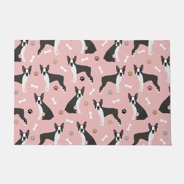 Boston Terrier Bones and Paws Doormat Fußmatte (Vorderseite)