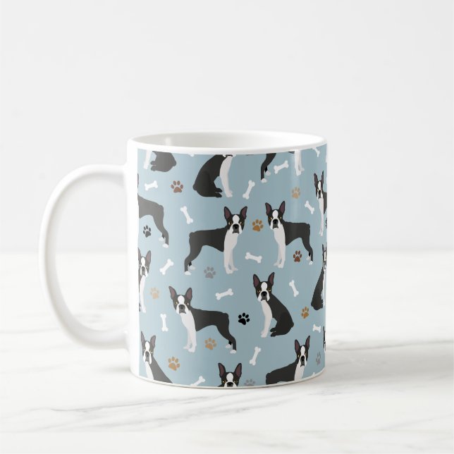 Boston Terrier Bones and Paws Kaffeetasse (Links)