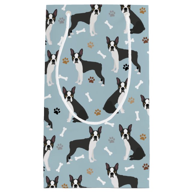 Boston Terrier Bones and Paws Kleine Geschenktüte (Vorderseite)