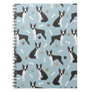 Boston Terrier Bones and Paws Notizblock