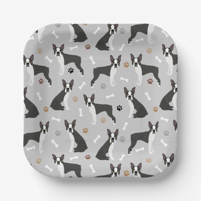 Boston Terrier Bones and Paws Paper Teller (Vorderseite)