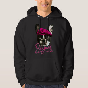 Boston Terrier Bonjour Pink Heart Französisch Hoodie