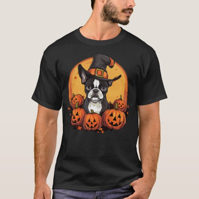 Boston Terrier Bostie Dog Breed Pet Halloween Pump T-Shirt (Vorderseite)
