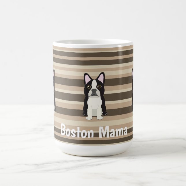 Boston Terrier, Boston Mama Neutral gestreift  Kaffeetasse (Mittel)