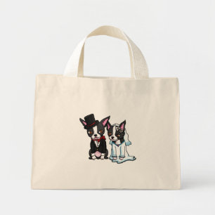 Boston Terrier Bride und Groom Mini Stoffbeutel