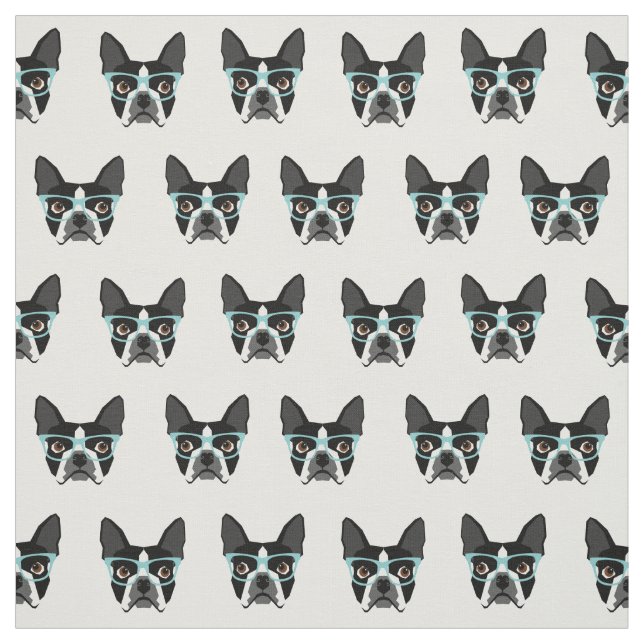 Boston Terrier Brille - niedliches Hundegewebe Stoff (Muster)