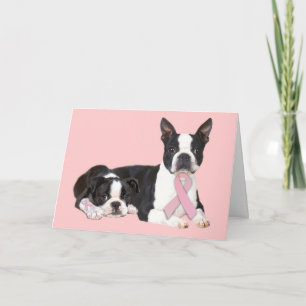 Boston Terrier Brustkrebs-Grußkarte Karte