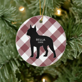 Boston Terrier Buffalo Karo Keramik Ornament