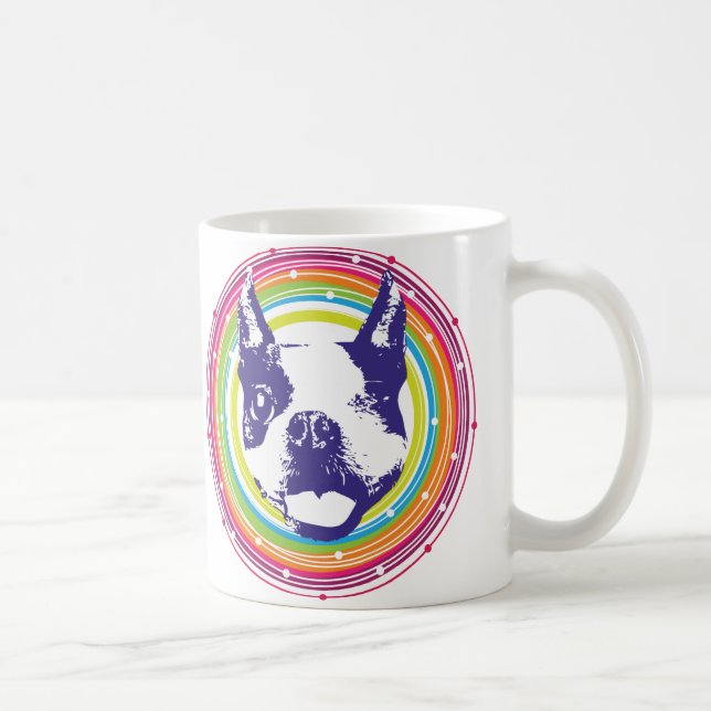 Boston Terrier - bunte Kreise Kaffeetasse (Rechts)