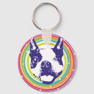 Boston Terrier - bunte Kreise Schlüsselanhänger