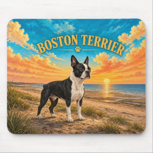 Boston Terrier, Cape Cod Vintage-Aquarell Mousepad