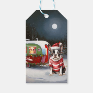 Boston Terrier Caravan Christmas Adventure Geschenkanhänger