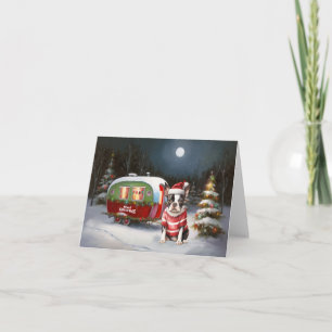 Boston Terrier Caravan Christmas Adventure Karte