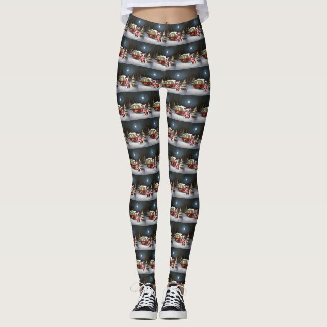 Boston Terrier Caravan Christmas Adventure Leggings (Vorderseite)