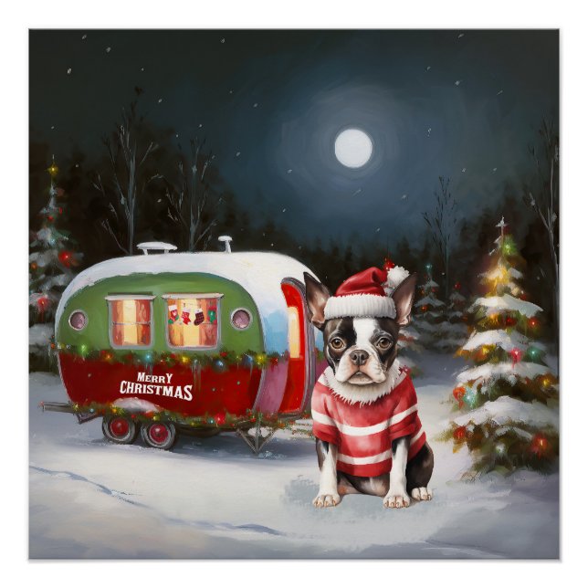 Boston Terrier Caravan Christmas Adventure Poster (Vorderseite)
