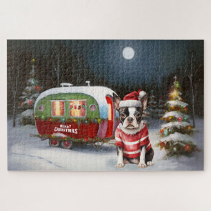 Boston Terrier Caravan Christmas Adventure Puzzle