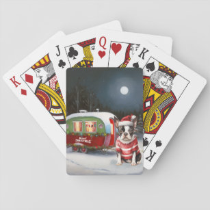 Boston Terrier Caravan Christmas Adventure Spielkarten