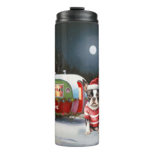 Boston Terrier Caravan Christmas Adventure Thermosbecher