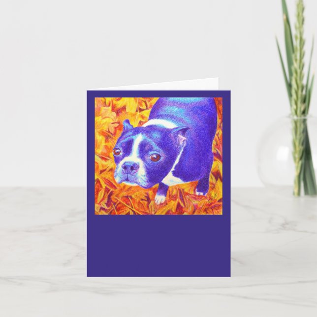 Boston Terrier Card - "Daisy" Karte (Vorderseite)