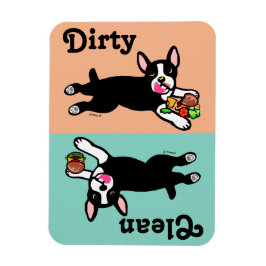 Boston Terrier Cartoon Dirty / Clean Magnet