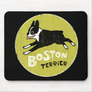 Boston Terrier Cartoon Dog   Energetischer Hund Mousepad