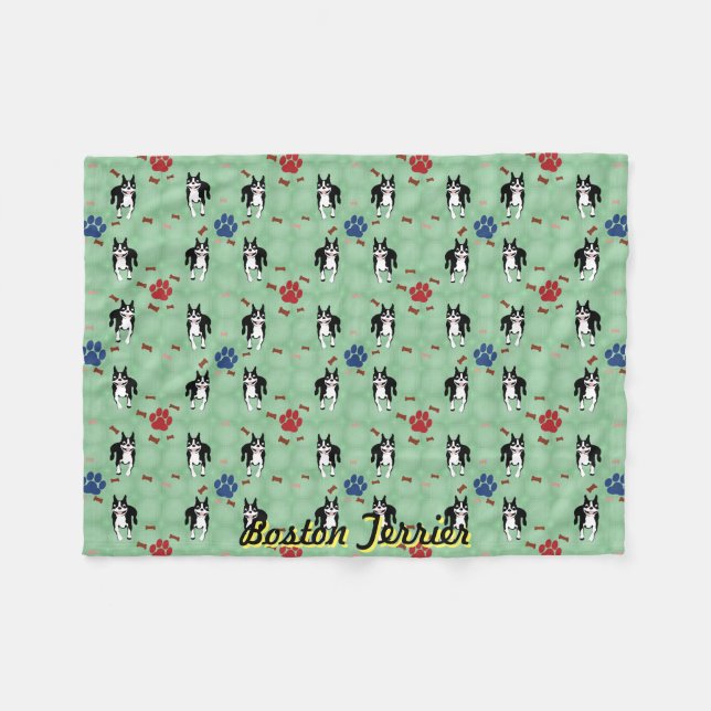 Boston Terrier Cartoon Fleecedecke (Vorderseite (Horizontal))