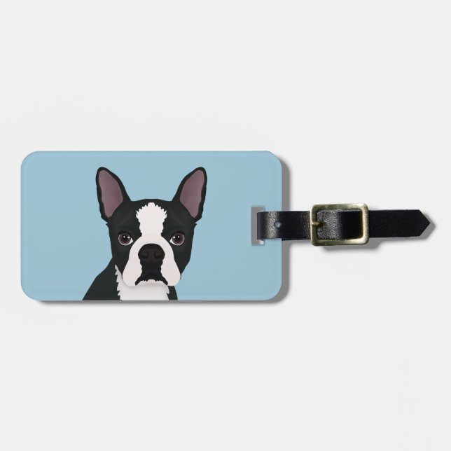 Boston-Terrier-Cartoon Gepäckanhänger (Vorderseite horizontal)