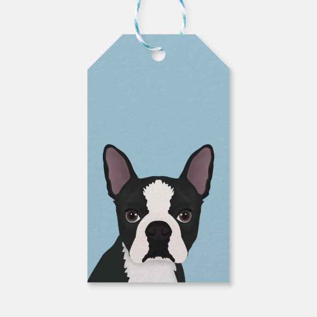 Boston Terrier Cartoon Geschenkanhänger (Rückseite)