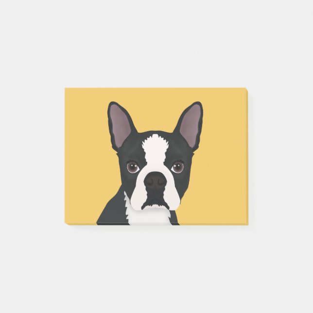Boston-Terrier-Cartoon Post-it Klebezettel (Vorderseite)