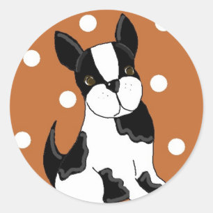 Boston Terrier Cartoonish Dog Runder Aufkleber