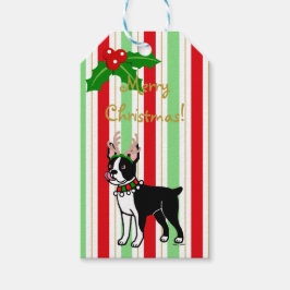Boston Terrier Christmas Antlers Geschenkanhänger