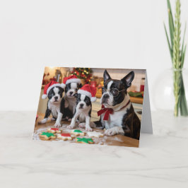 Boston Terrier Christmas Cookie Card Karte