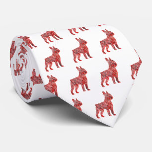 Boston Terrier Christmas Dog Silhouette White Neck Krawatte