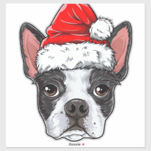 Boston Terrier Christmas Dog Weihnachtsmannmütze X Aufkleber