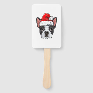 Boston Terrier Christmas Dog Weihnachtsmannmütze X Fächer