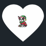 Boston Terrier Christmas Elf Funny Dog Xmas Herz-Aufkleber<br><div class="desc">Boston Terrier Christmas Elf Funny Dog Xmas</div>